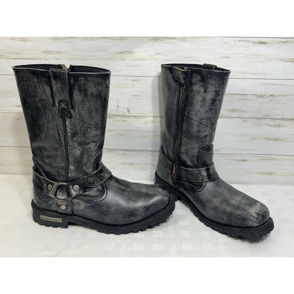 Milwaukee Leather 9006 SIZE 11.5 Men's Distressed Gray Harness Motorcycle Boot